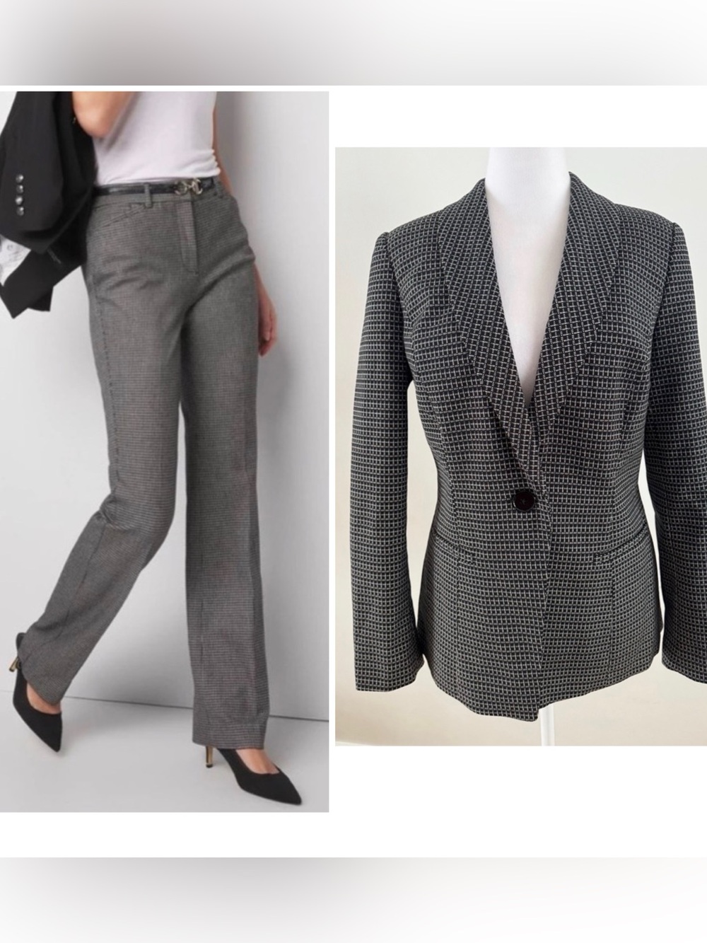 White House Black Market The Boot Plaid dress Pants and blazer bundle size 4